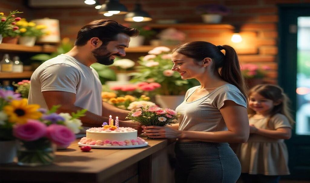 Florist love story with roses happy birthday
